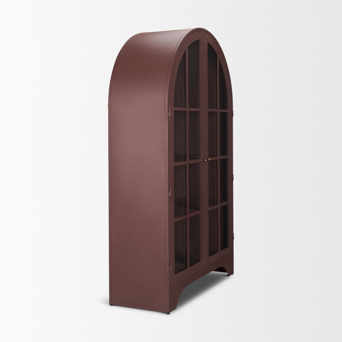 Rousseau Burgundy Arched Curio Cabinet with Glass Doors - Ornate Home