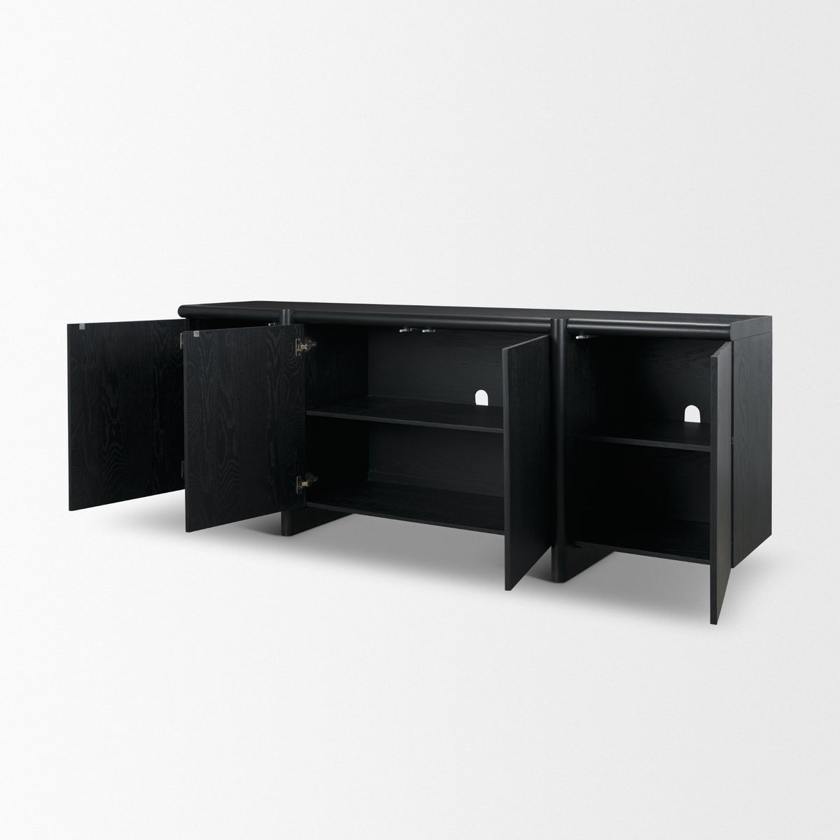 Rowan Black Oak Wood Closed 4 Door Sideboard - Ornate Home