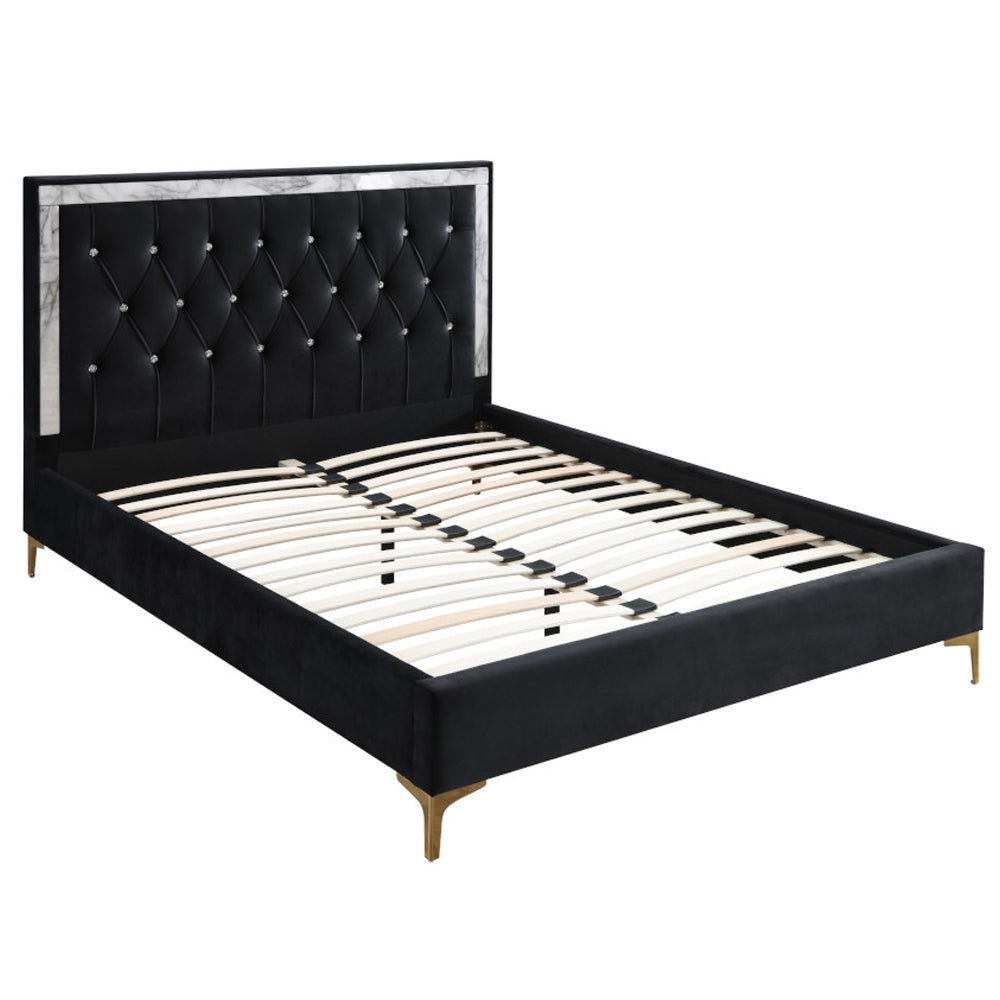 Rowan Black Velvet Upholstered Bed Frame - Ornate Home