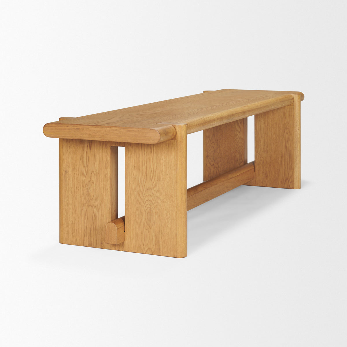 Rowan Light Brown Oak Wood Bench - Ornate Home