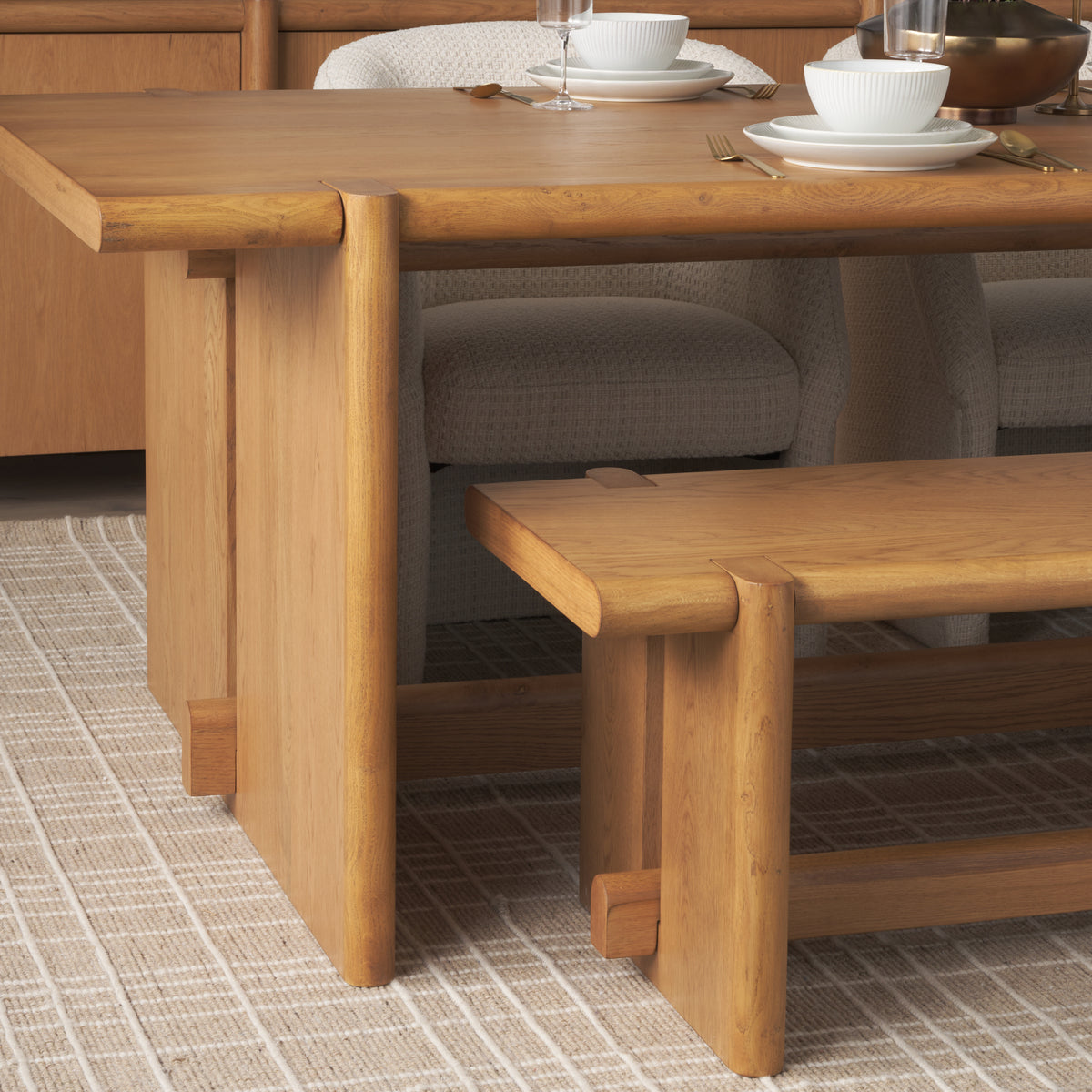 Rowan Light Brown Oak Wood Bench - Ornate Home