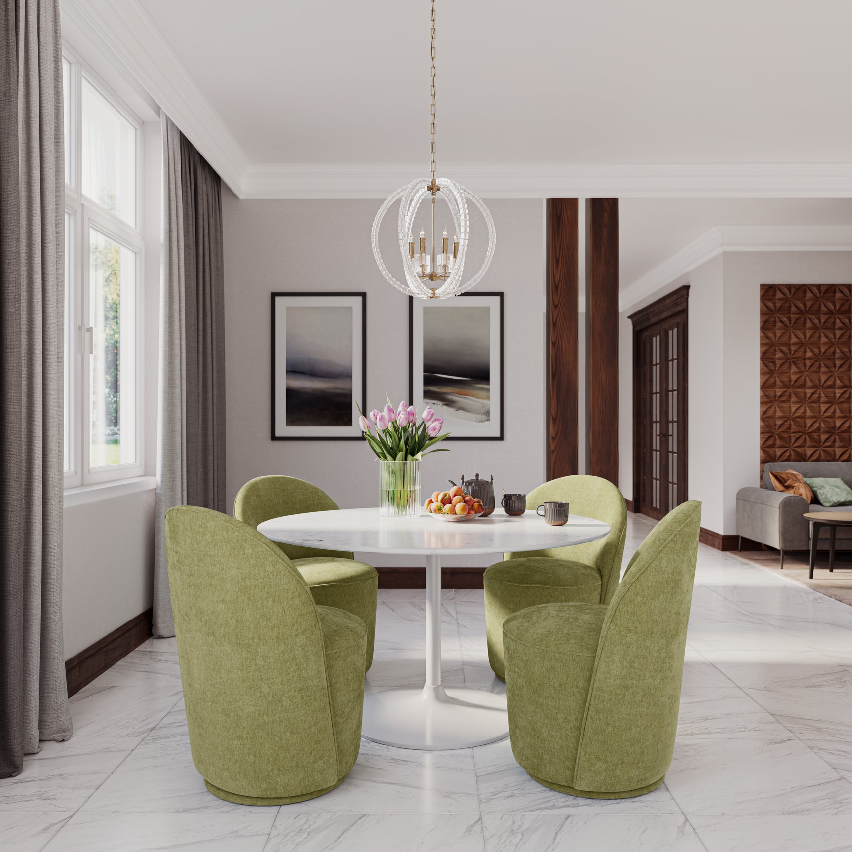 Rowan White 54 Round Marble Dining Table - Ornate Home