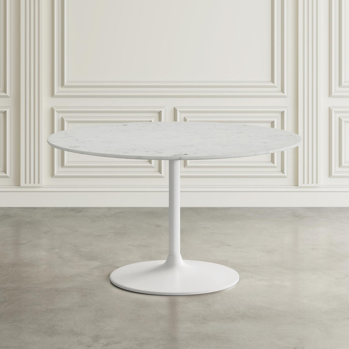 Rowan White/Grey 42 Round Marble Dining Table w/ 4 Landon Chairs - Ornate Home