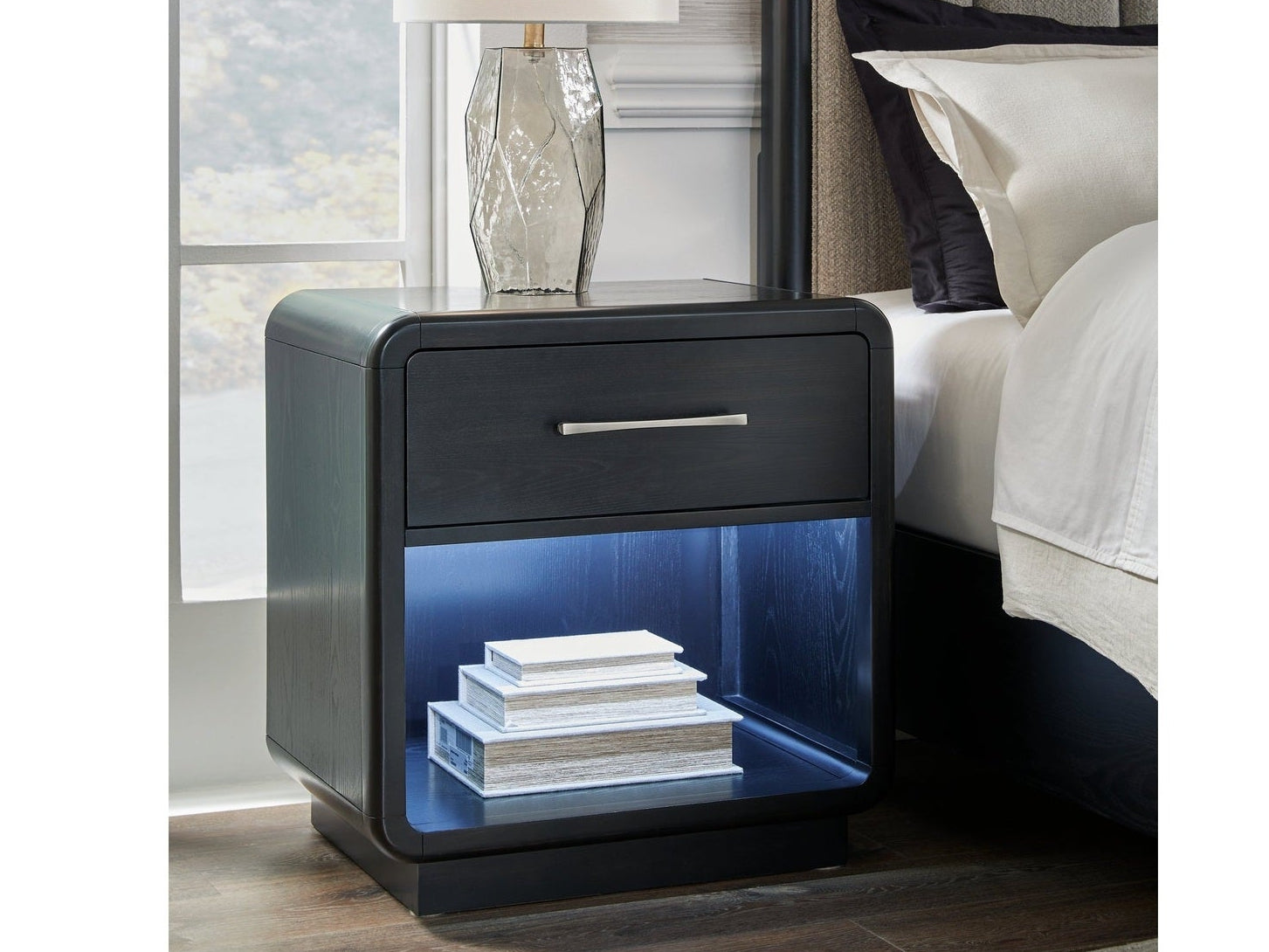 Rowanbeck Black Nightstand - Ornate Home