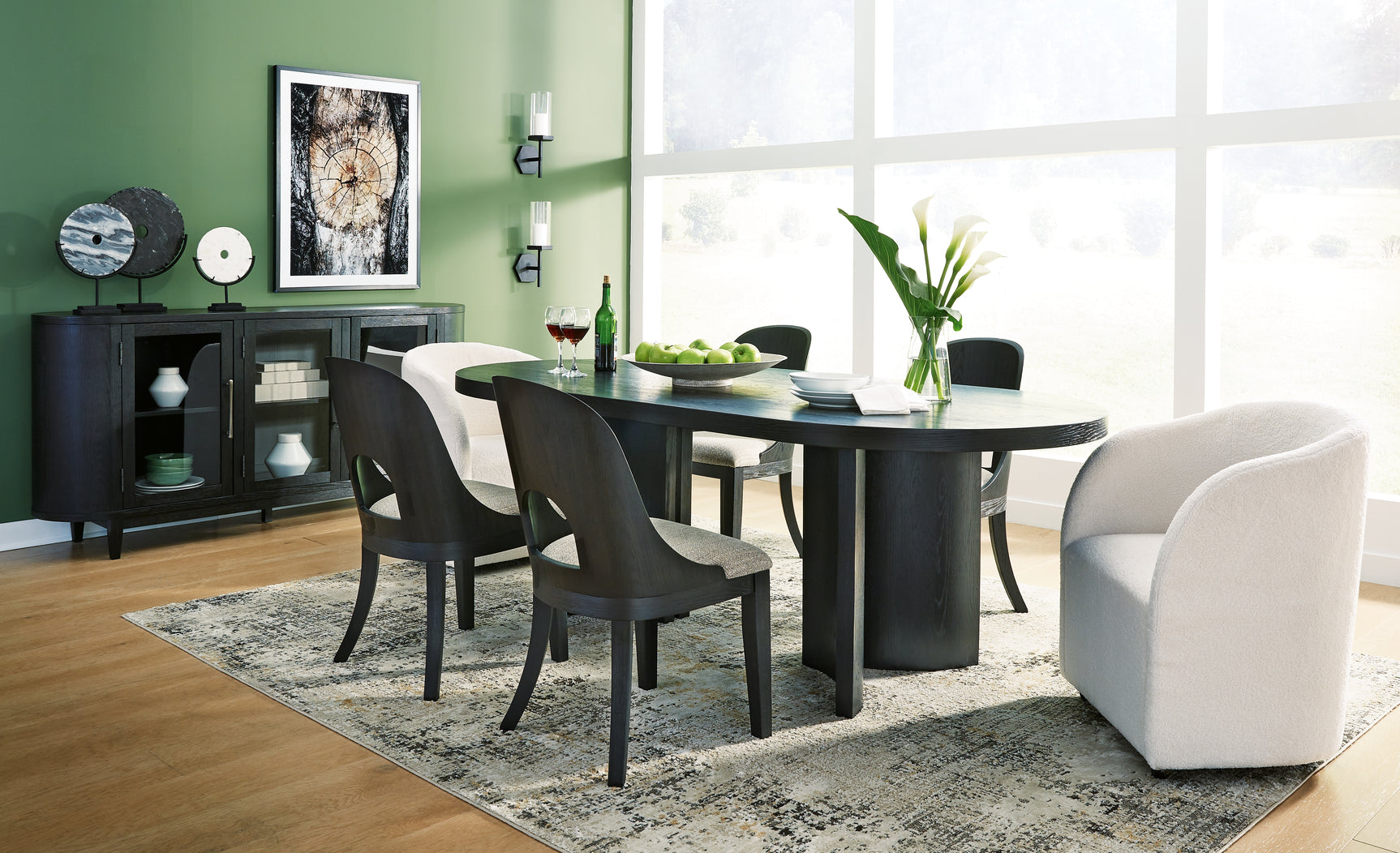 Rowanbeck Gray/Black Dining Table, 2 Arm Chairs and 4 Side Chairs (Online Special Price) - Ornate Home