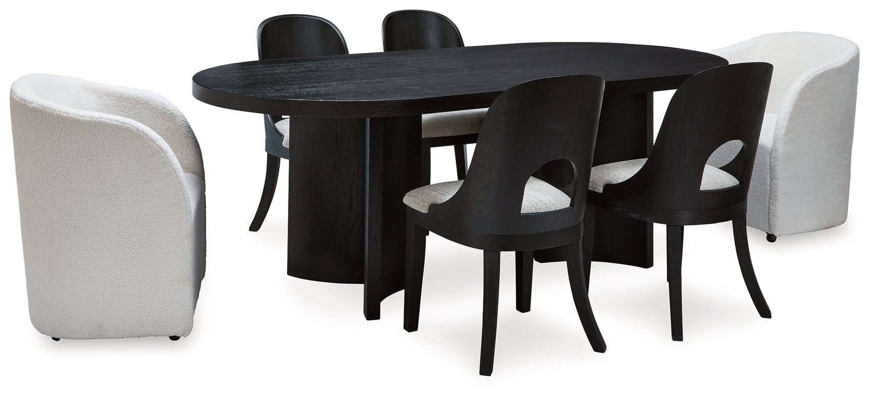 Rowanbeck Gray/Black Dining Table, 2 Arm Chairs and 4 Side Chairs - Ornate Home