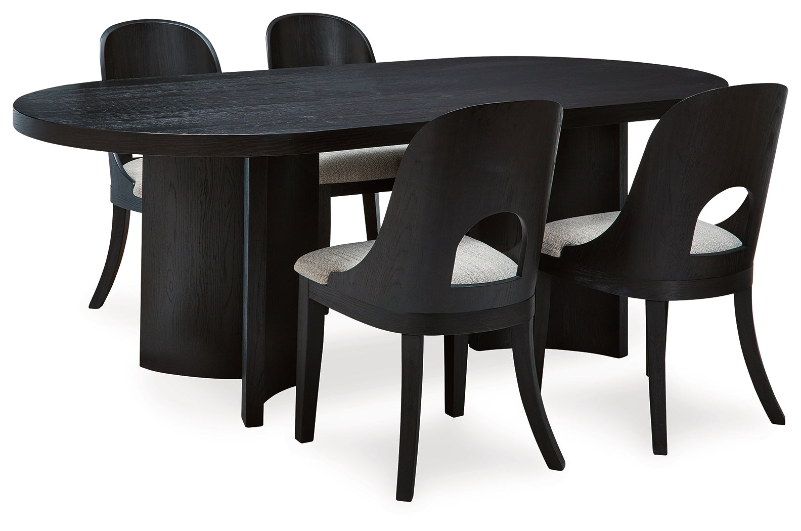 Rowanbeck Gray/Black Dining Table and 4 Chairs - Ornate Home