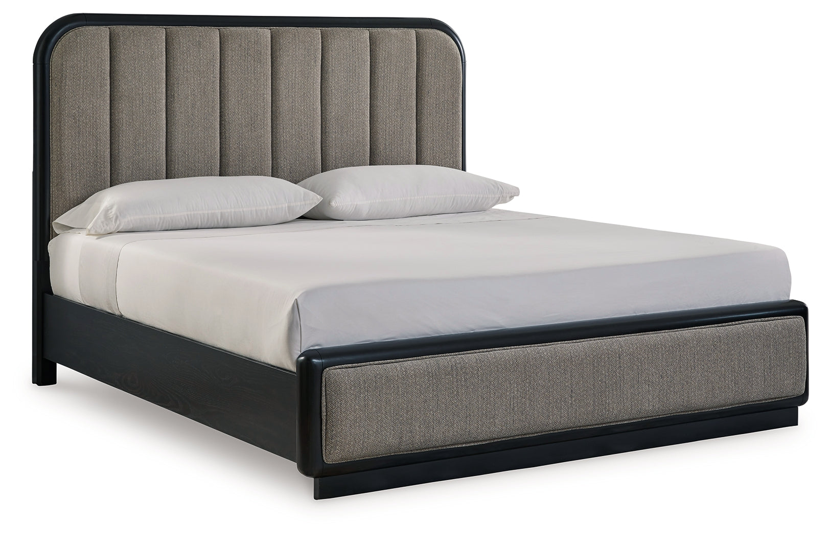 Rowanbeck Gray/Black King Panel Bed, Dresser, Mirror, Chest and Nightstand - Ornate Home
