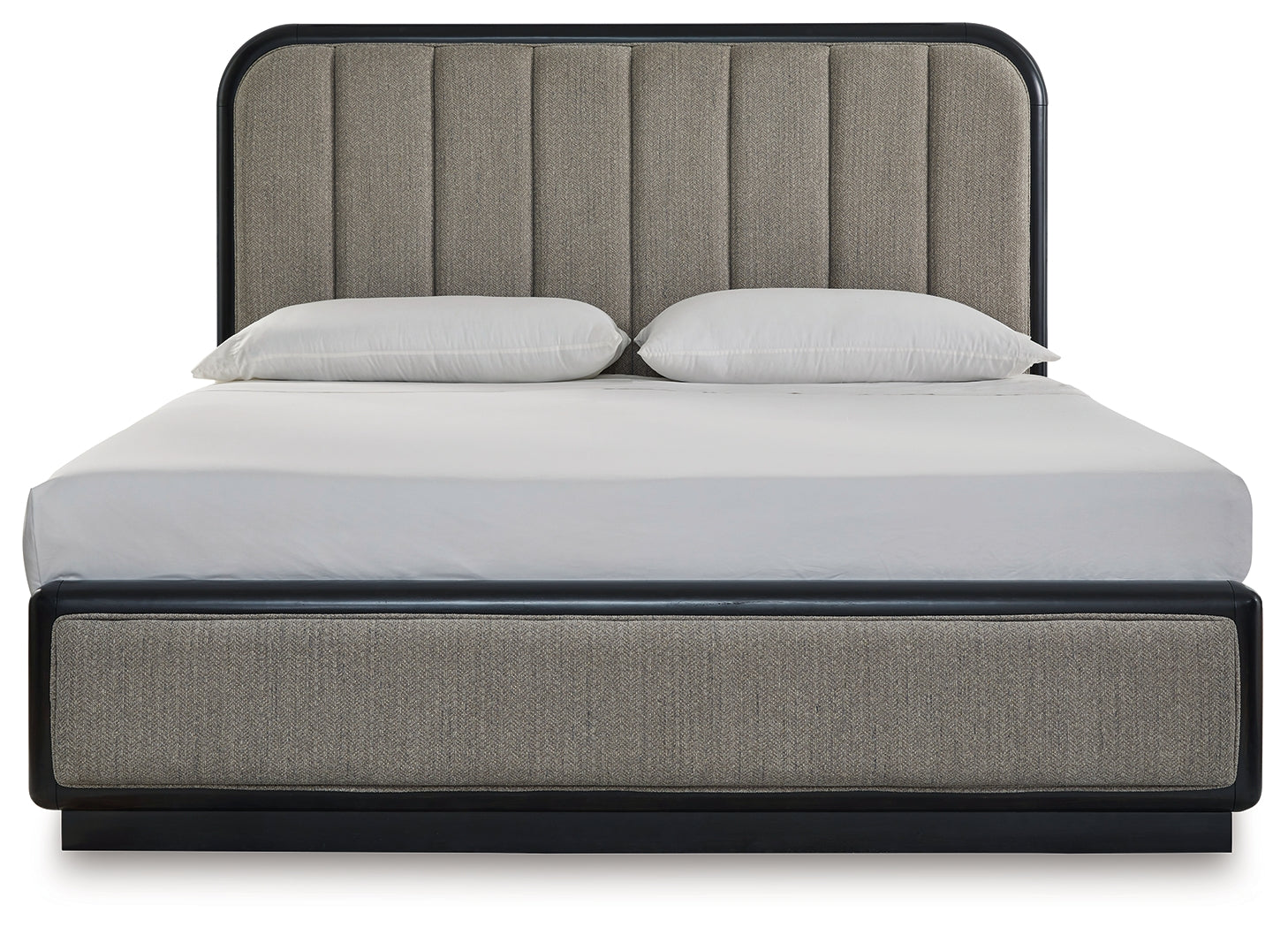Rowanbeck Gray/Black King Upholstered Panel Bed (Online Special Price) - Ornate Home