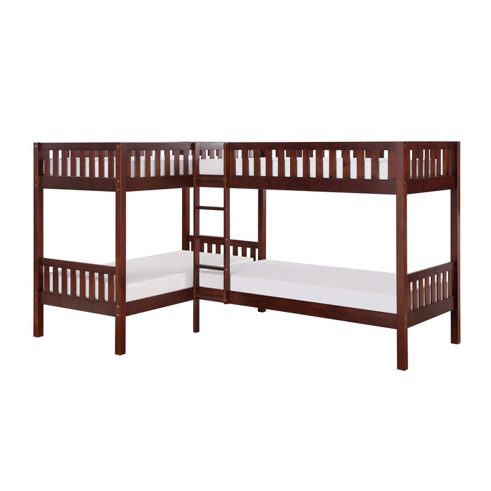 Rowe Dark Cherry Corner Bunk Bed - Ornate Home