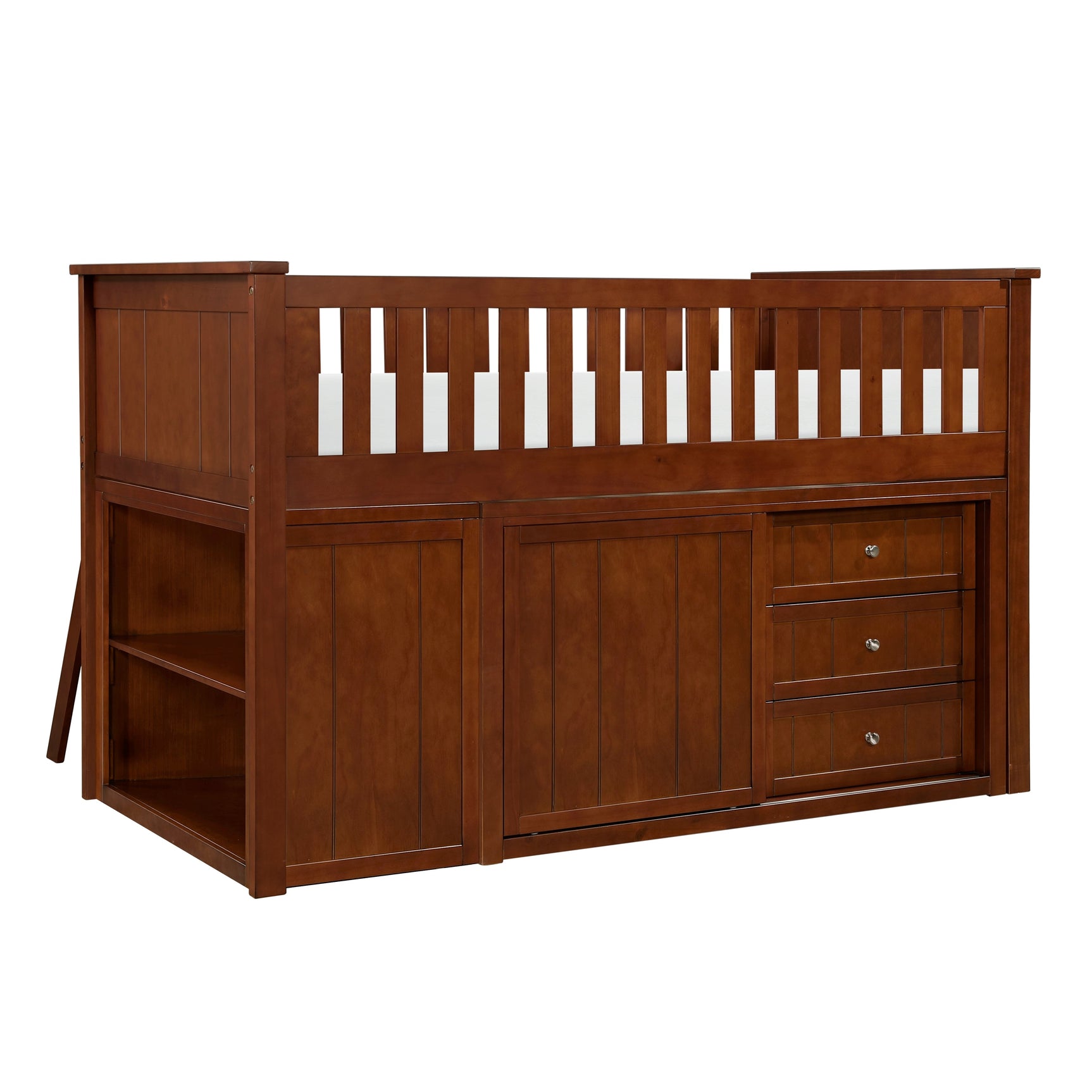 Rowe Dark Cherry Low Loft Bunk with Bookcase & 2 Dressers - Ornate Home