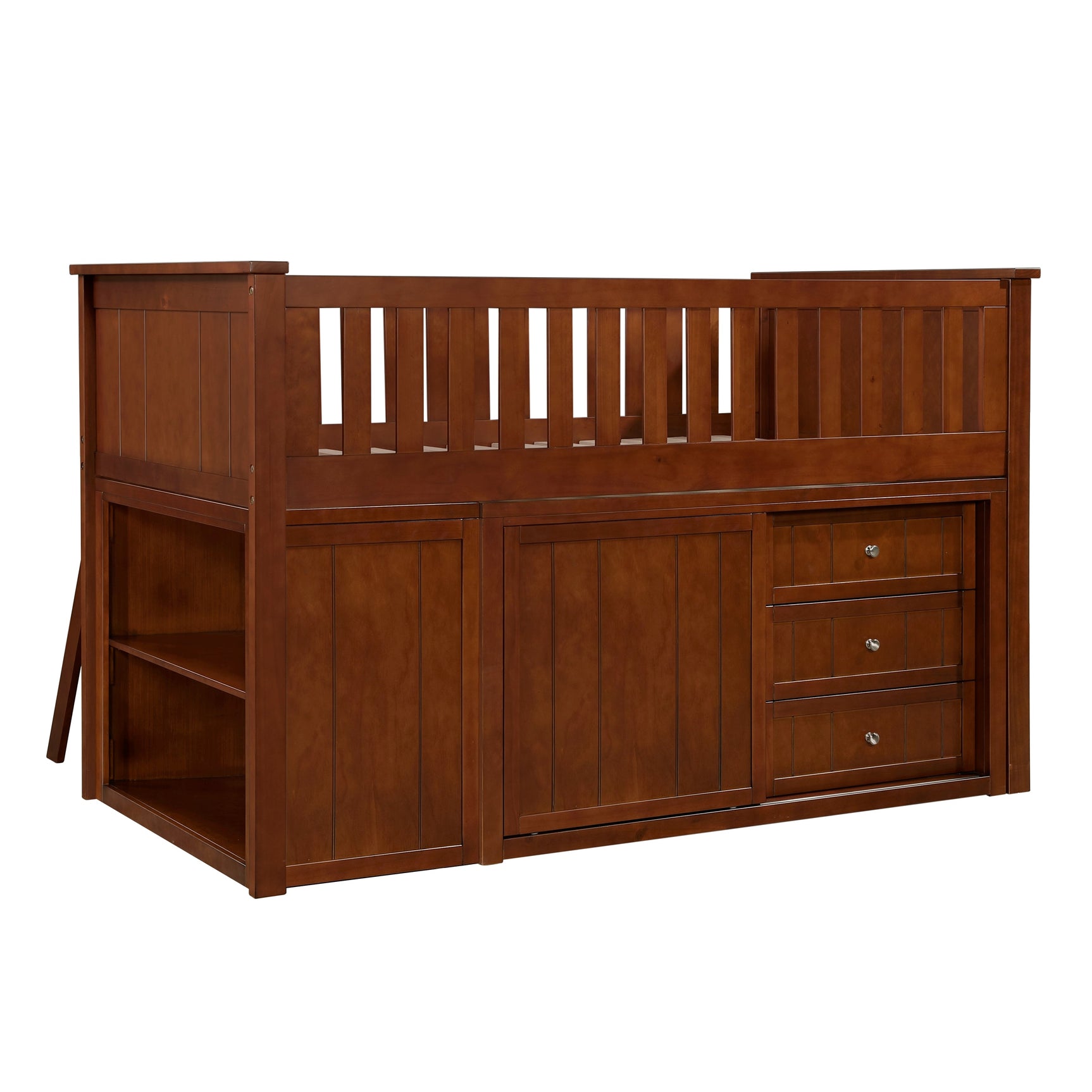 Rowe Dark Cherry Low Loft Bunk with Bookcase & 2 Dressers - Ornate Home