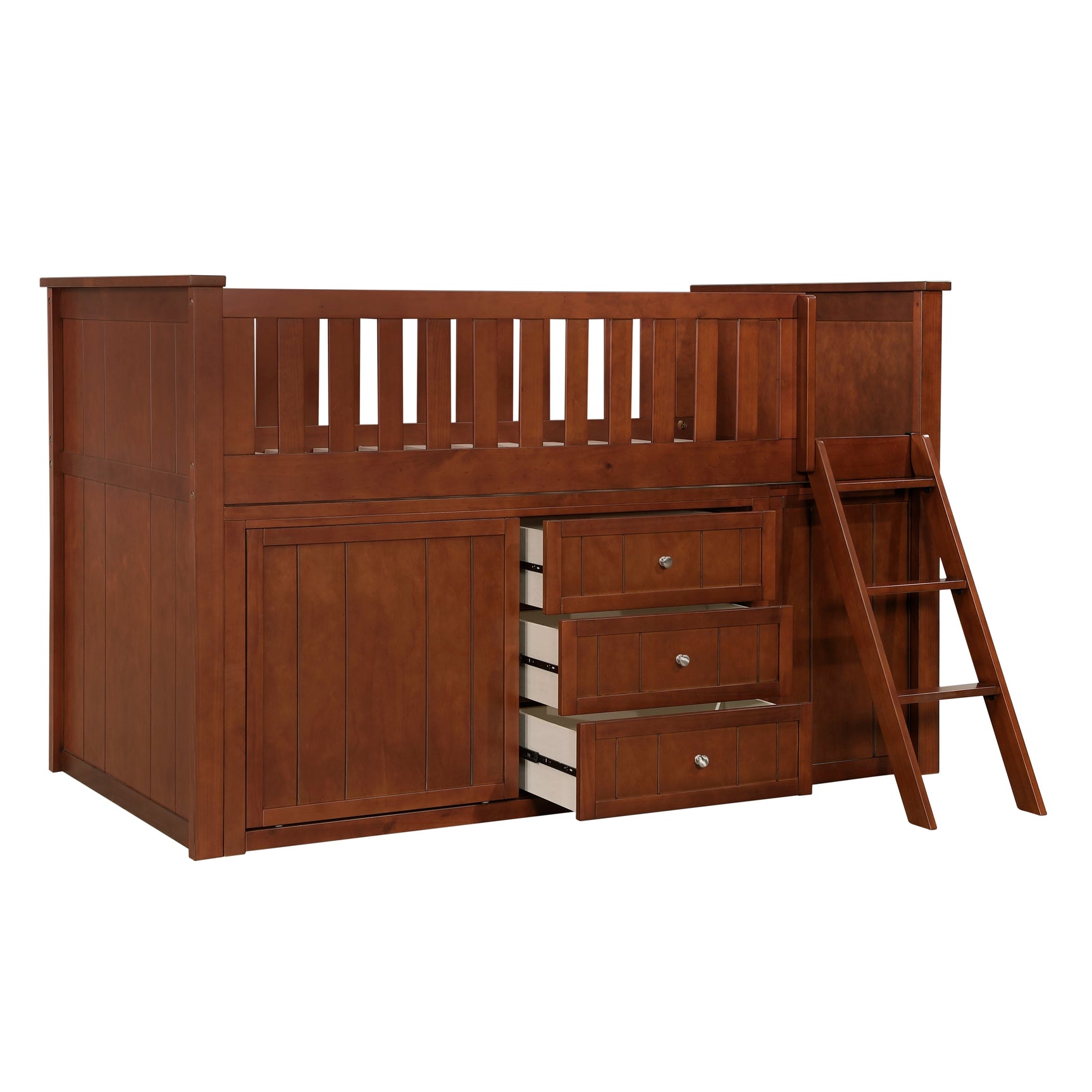 Rowe Dark Cherry Low Loft Bunk with Bookcase&Dresser - Ornate Home