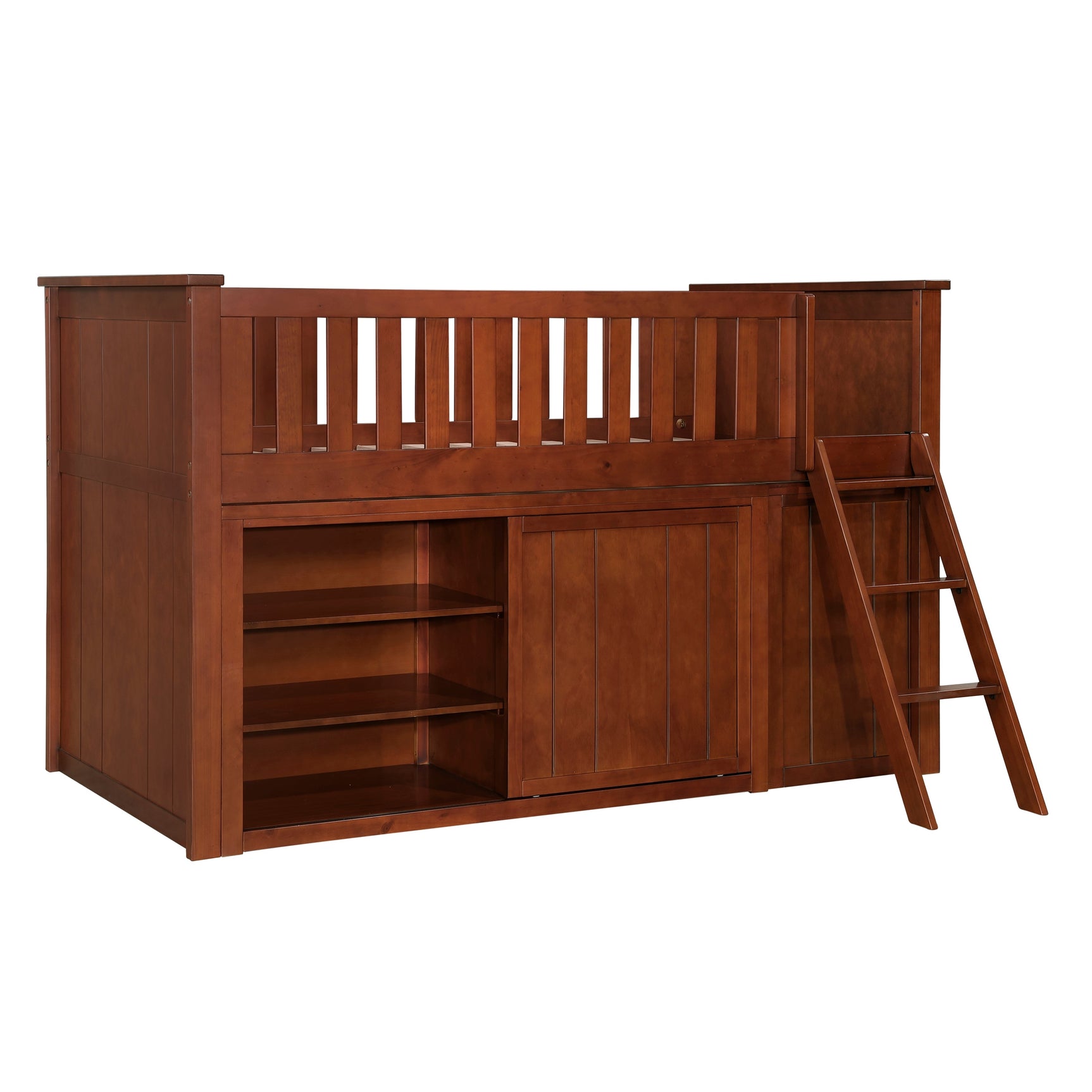 Rowe Dark Cherry Low Loft Bunk with Bookcase&Dresser - Ornate Home