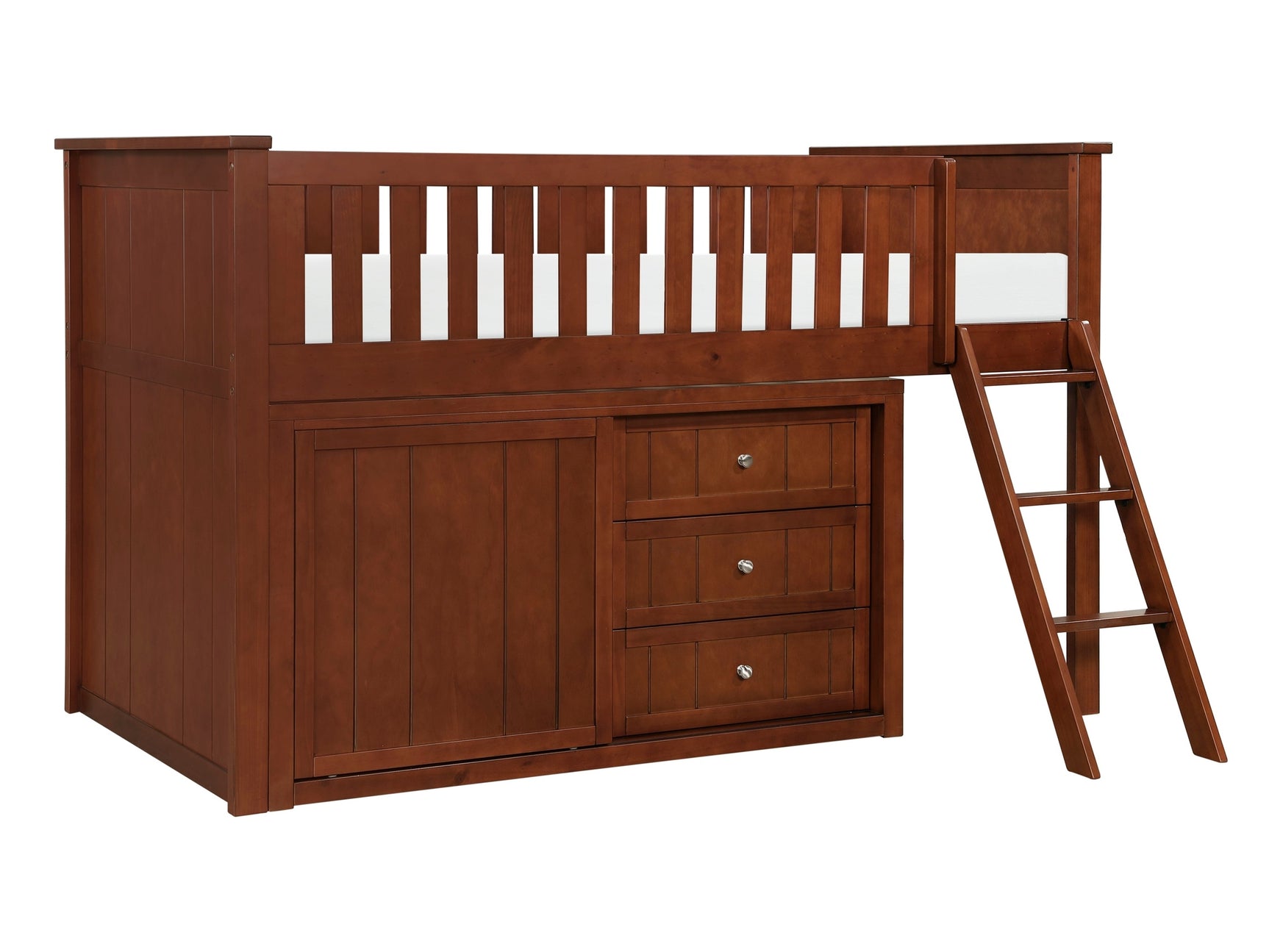 Rowe Dark Cherry Low Loft Bunk with Dresser - Ornate Home