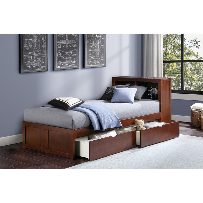 Rowe Dark Cherry Twin Bookcase Bed - Ornate Home
