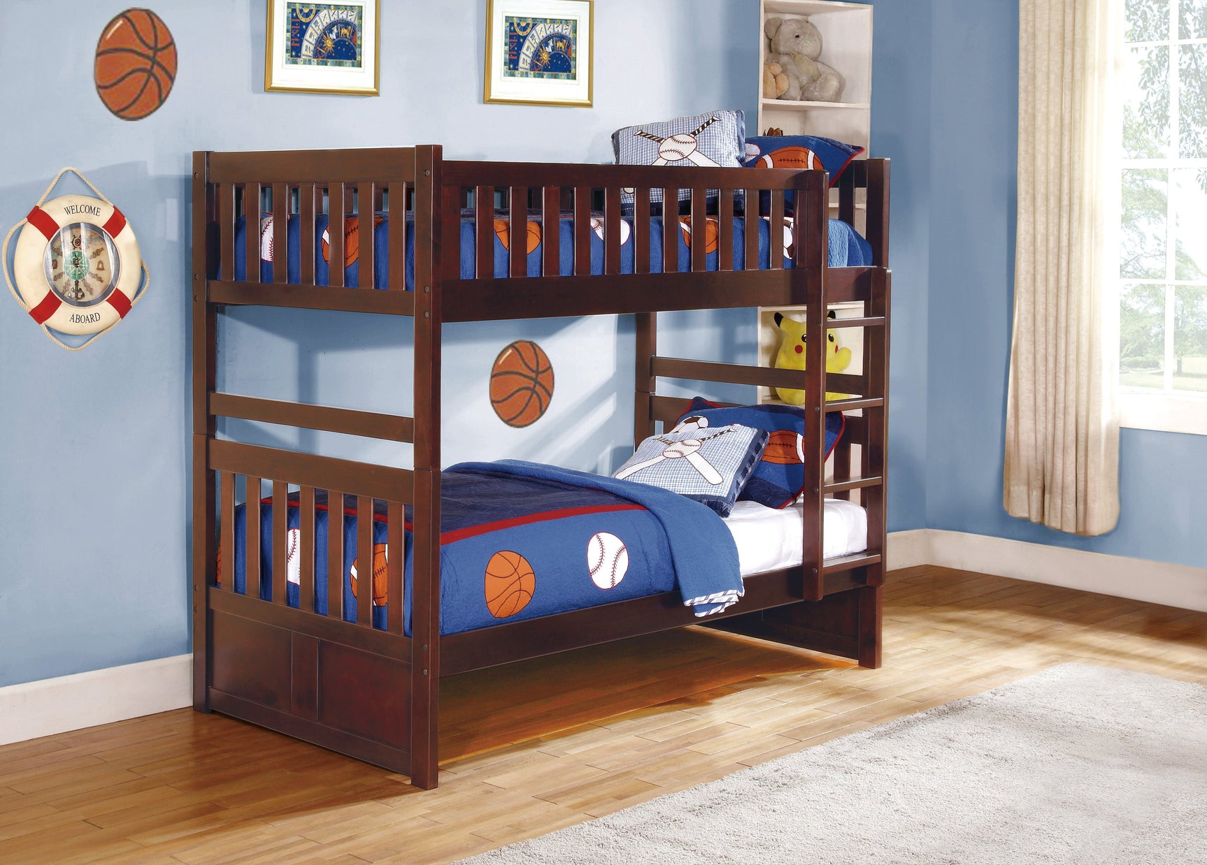 Rowe Dark Cherry Twin/Twin Bunk Bed - Ornate Home