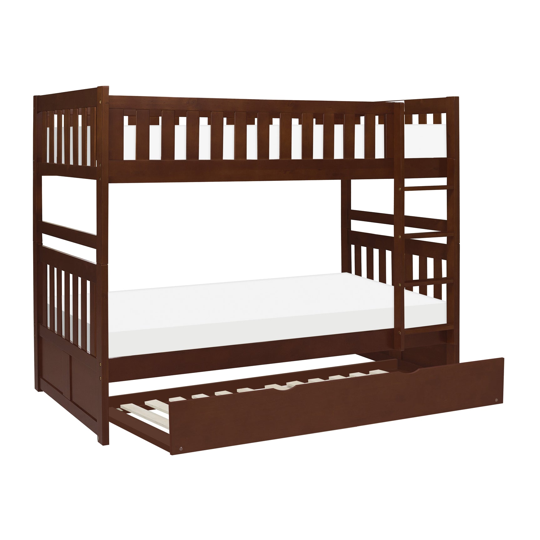 Rowe Dark Cherry Twin/Twin Bunk Bed with Twin Trundle - Ornate Home