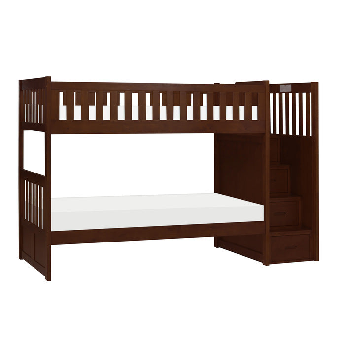 Rowe Dark Cherry Twin/Twin Step Bunk Bed - Ornate Home