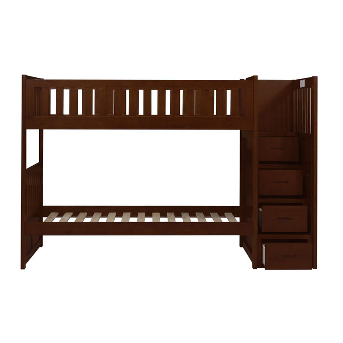 Rowe Dark Cherry Twin/Twin Step Bunk Bed - Ornate Home