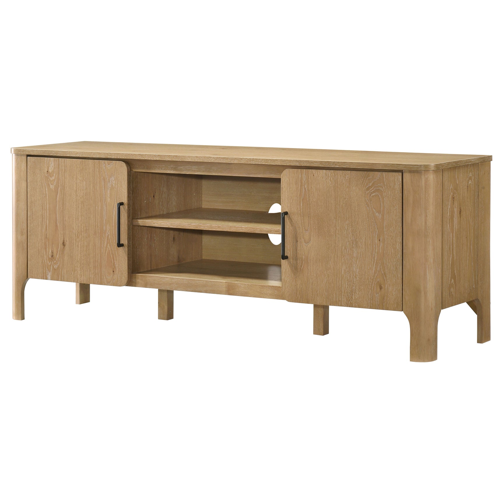 Rowe Light Oak 65-inch 2-door Wood TV Stand Media Console - Ornate Home