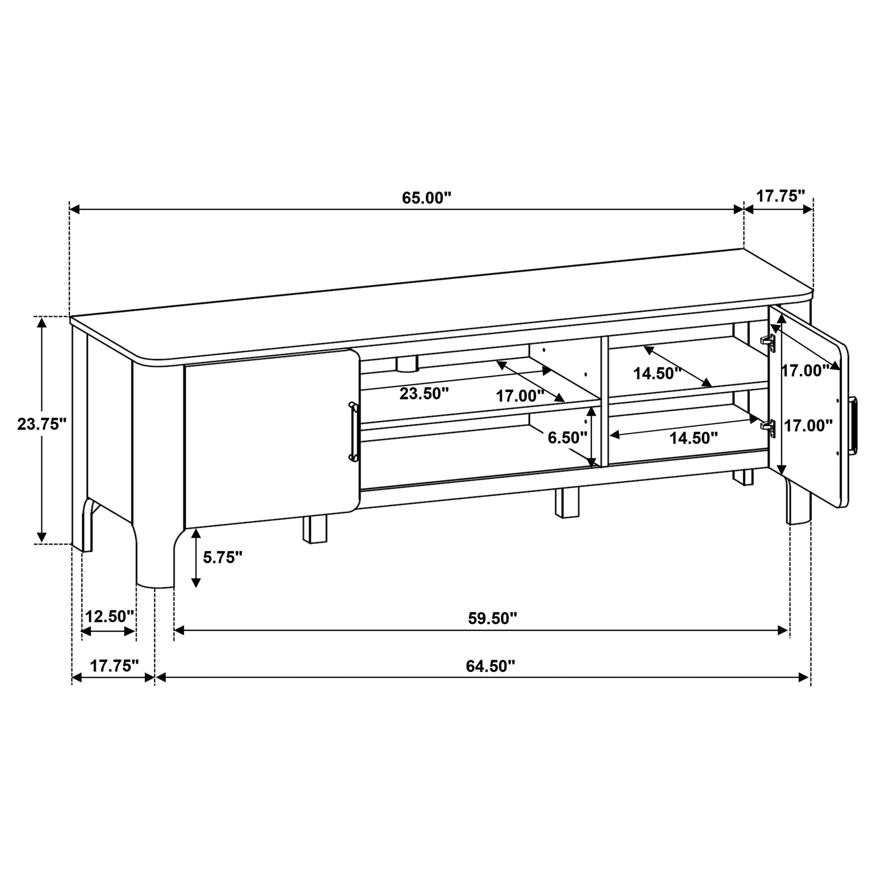 Rowe Light Oak 65-inch 2-door Wood TV Stand Media Console - Ornate Home