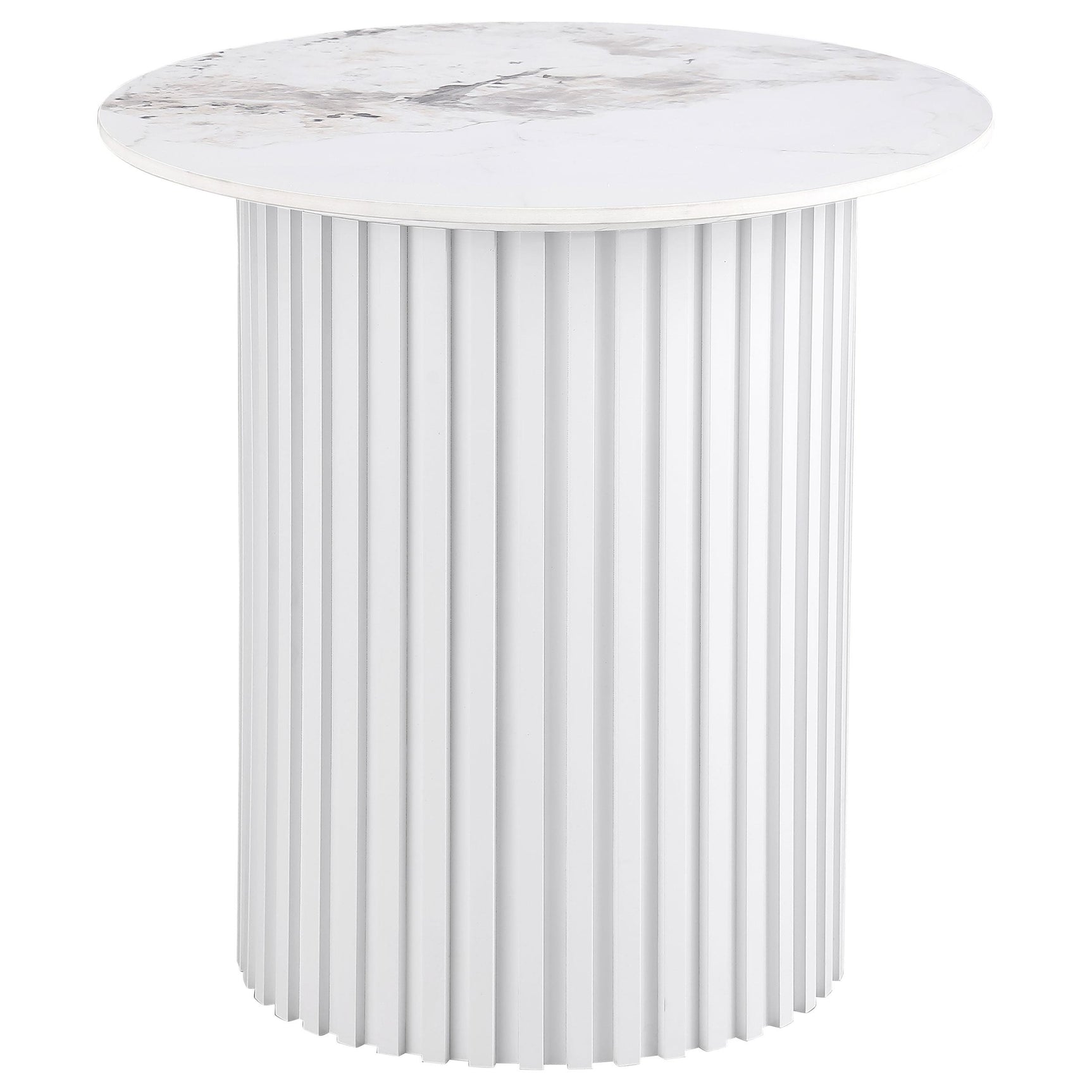 Rowena White Faux Marble 2-piece Coffee and End Table Set - Ornate Home