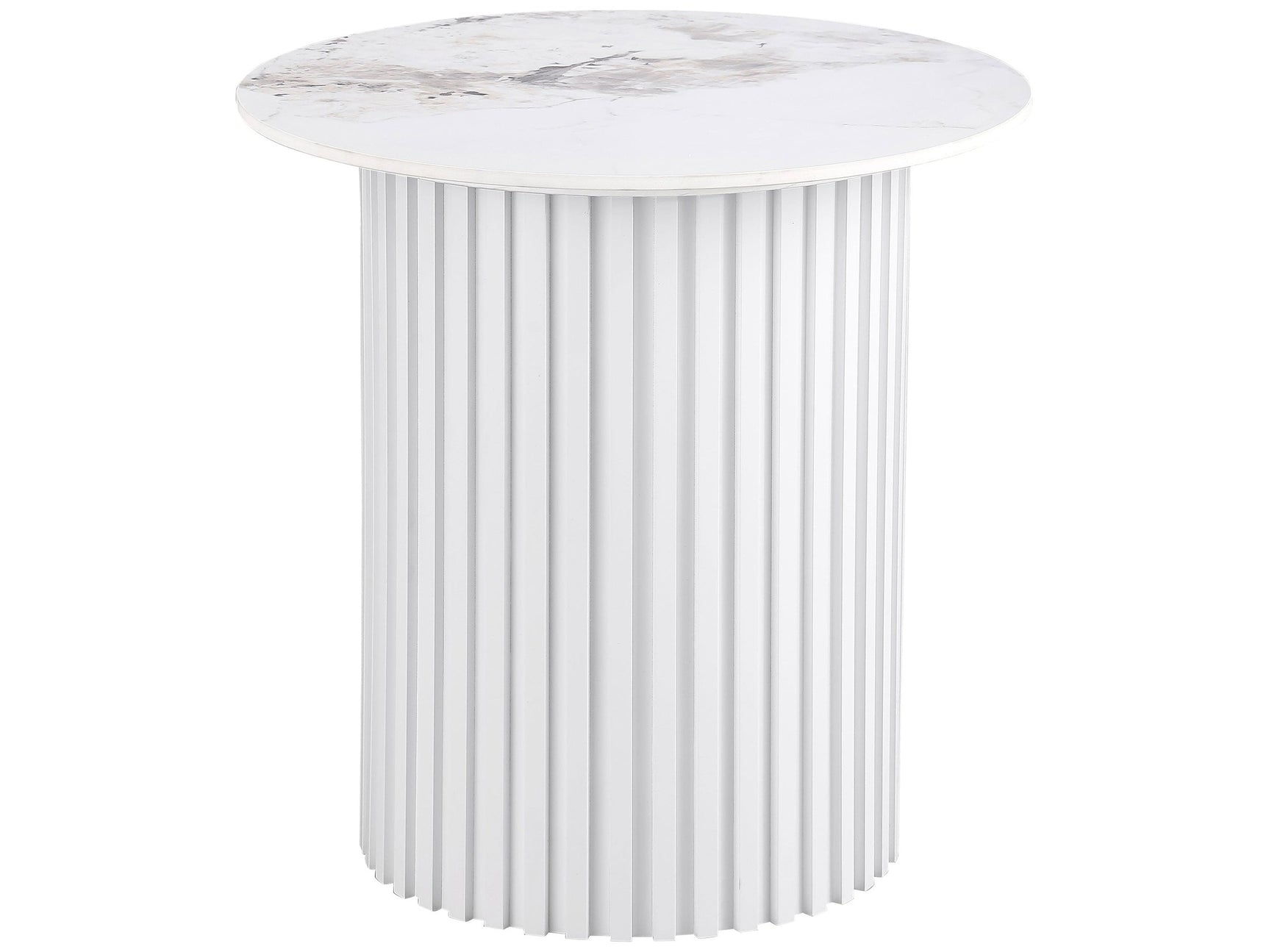 Rowena White Faux Marble End Table - Ornate Home