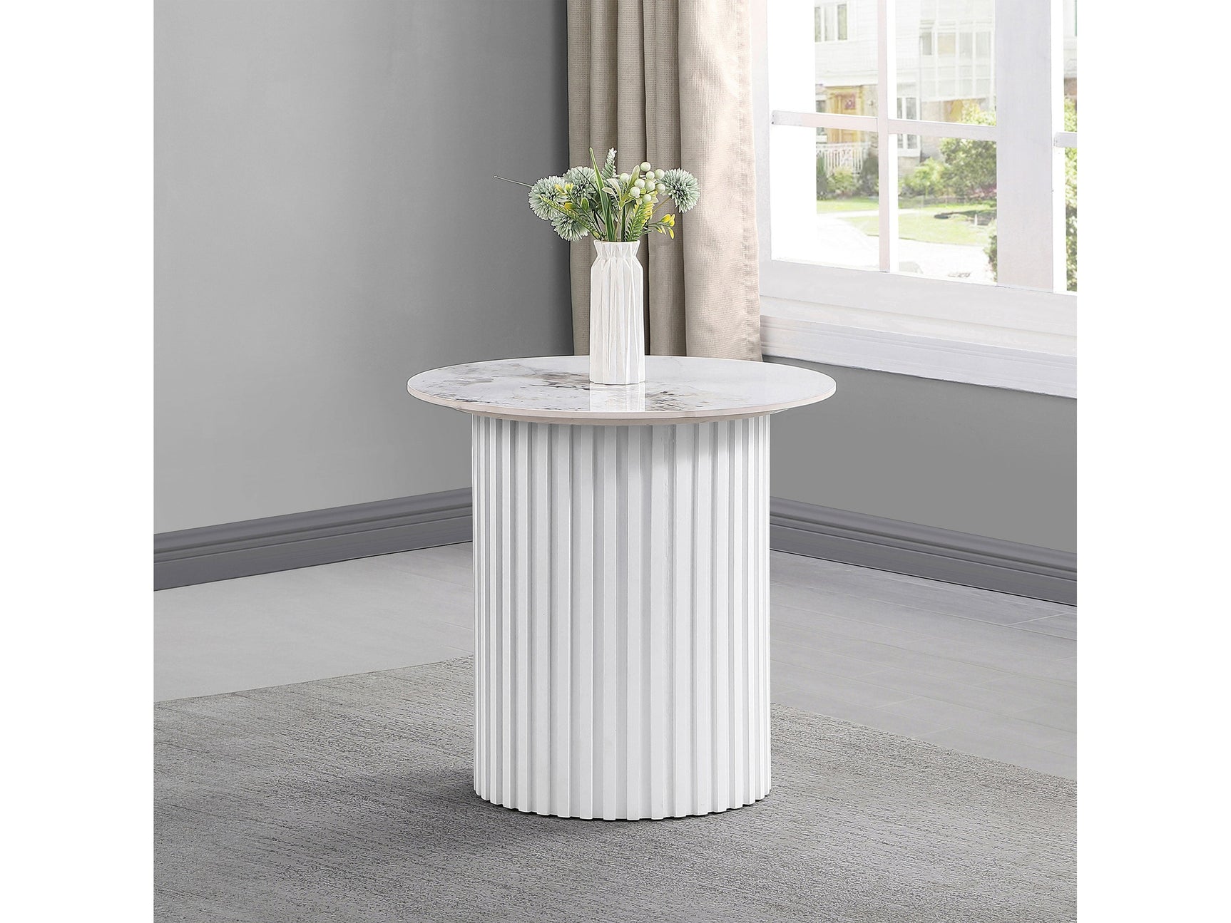 Rowena White Faux Marble End Table - Ornate Home