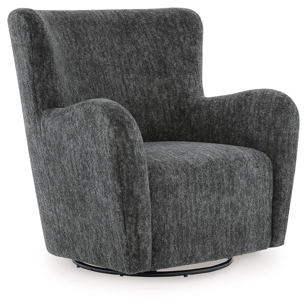 Rowenburg Heather Charcoal Swivel Glider Accent Chair (Online Special Price) - Ornate Home