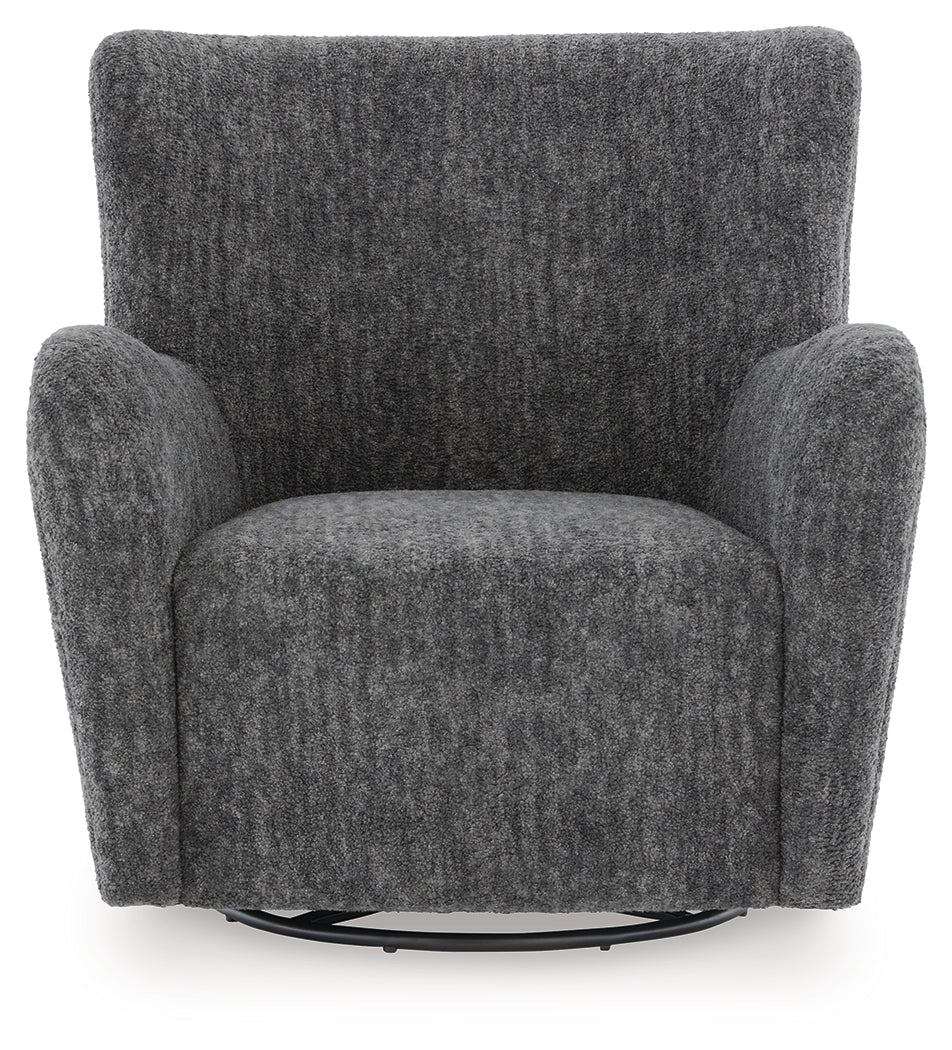 Rowenburg Heather Charcoal Swivel Glider Accent Chair (Online Special Price) - Ornate Home