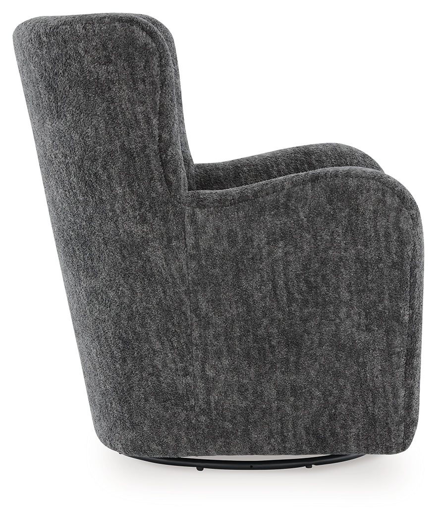Rowenburg Heather Charcoal Swivel Glider Accent Chair - Ornate Home