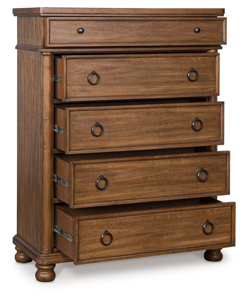 Rowlenstown Brown Five Drawer Chest (Online Special Price) - Ornate Home
