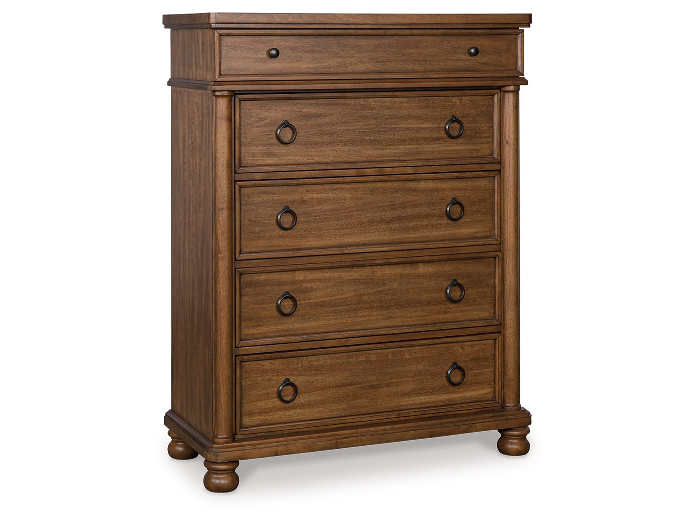 Rowlenstown Brown Five Drawer Chest - Ornate Home