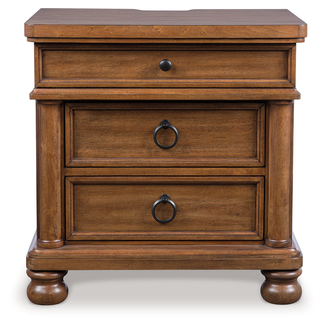 Rowlenstown Brown Three Drawer Night Stand - Ornate Home