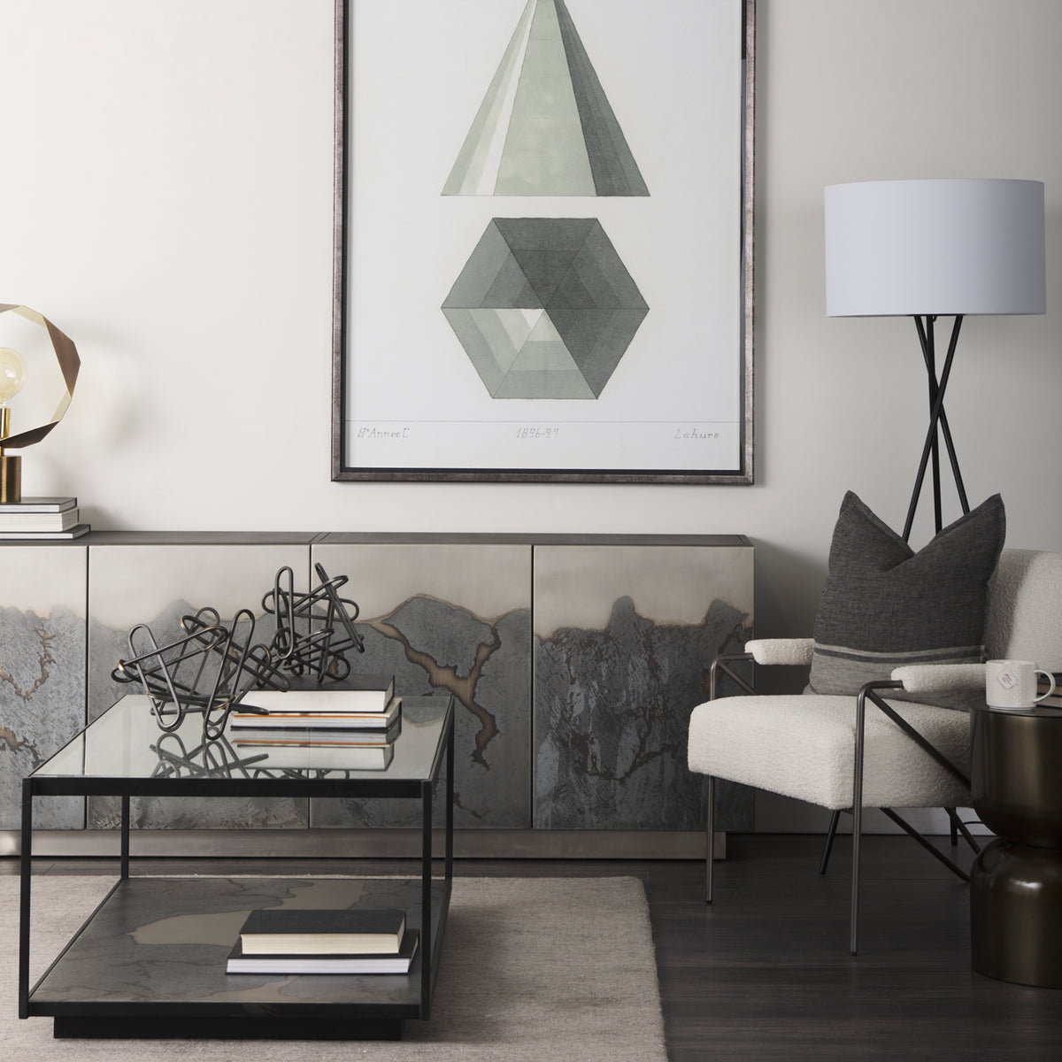 Roxdale Black/Gray Acid Wash Metal Sideboard - Ornate Home
