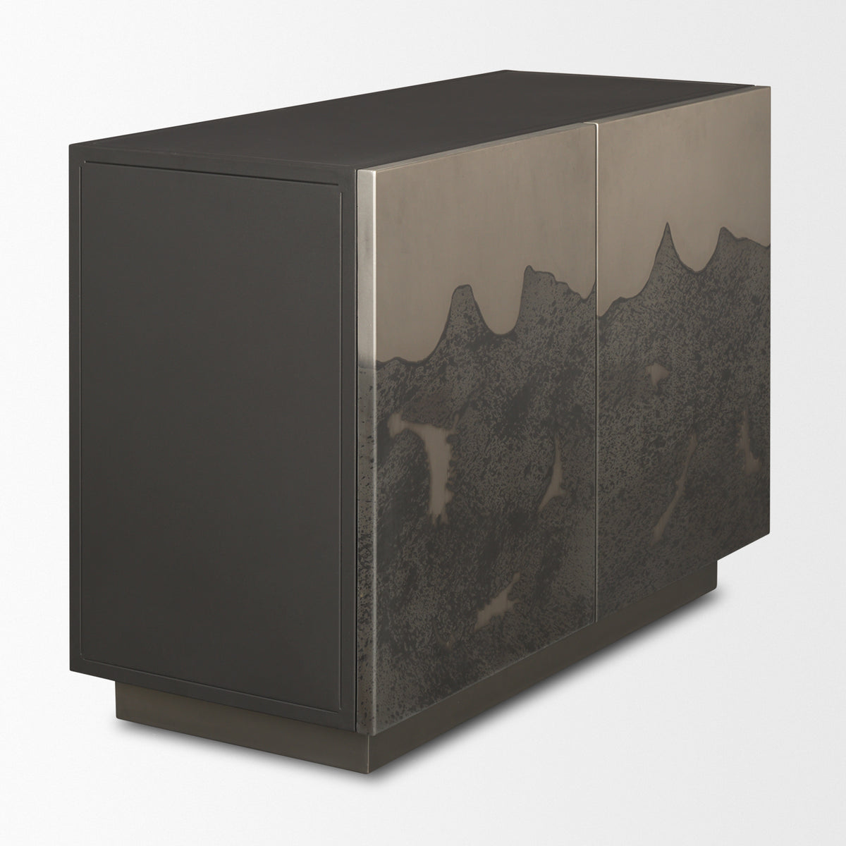 Roxdale Black/Gray Acid Washed Iron Metal Accent Cabinet - Ornate Home