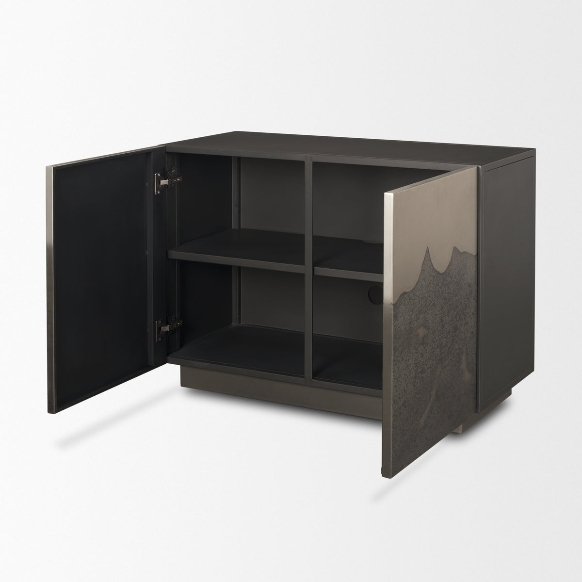 Roxdale Black/Gray Acid Washed Iron Metal Accent Cabinet - Ornate Home