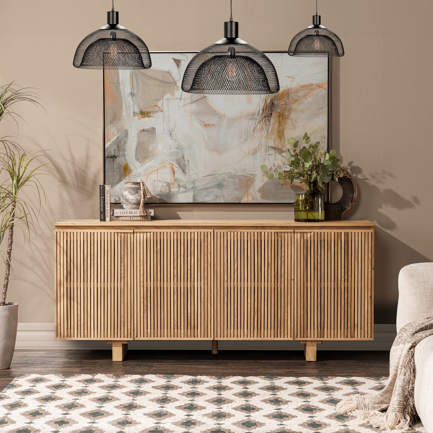 Roya Natural 4 Door Cabinet - Ornate Home