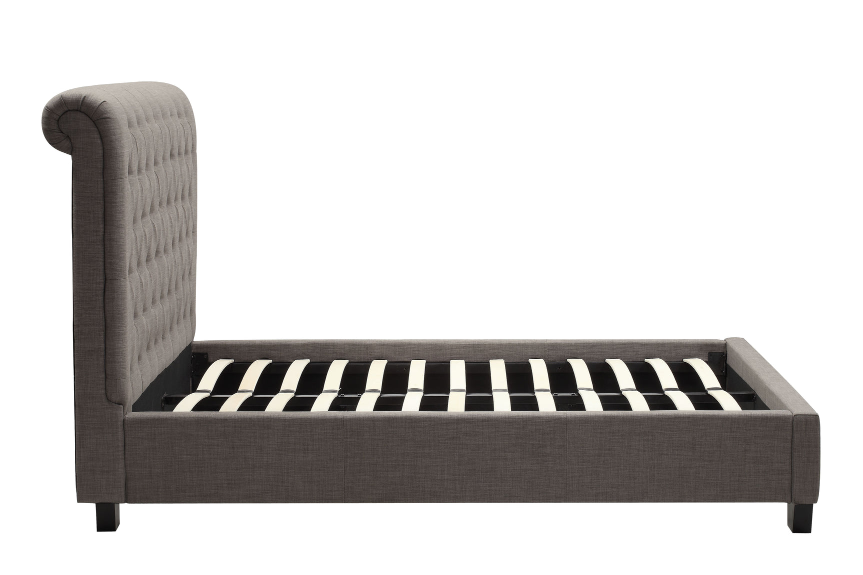 Royal Tufted Eastern King Platform Bed in Dolphin Linen - Ornate Home