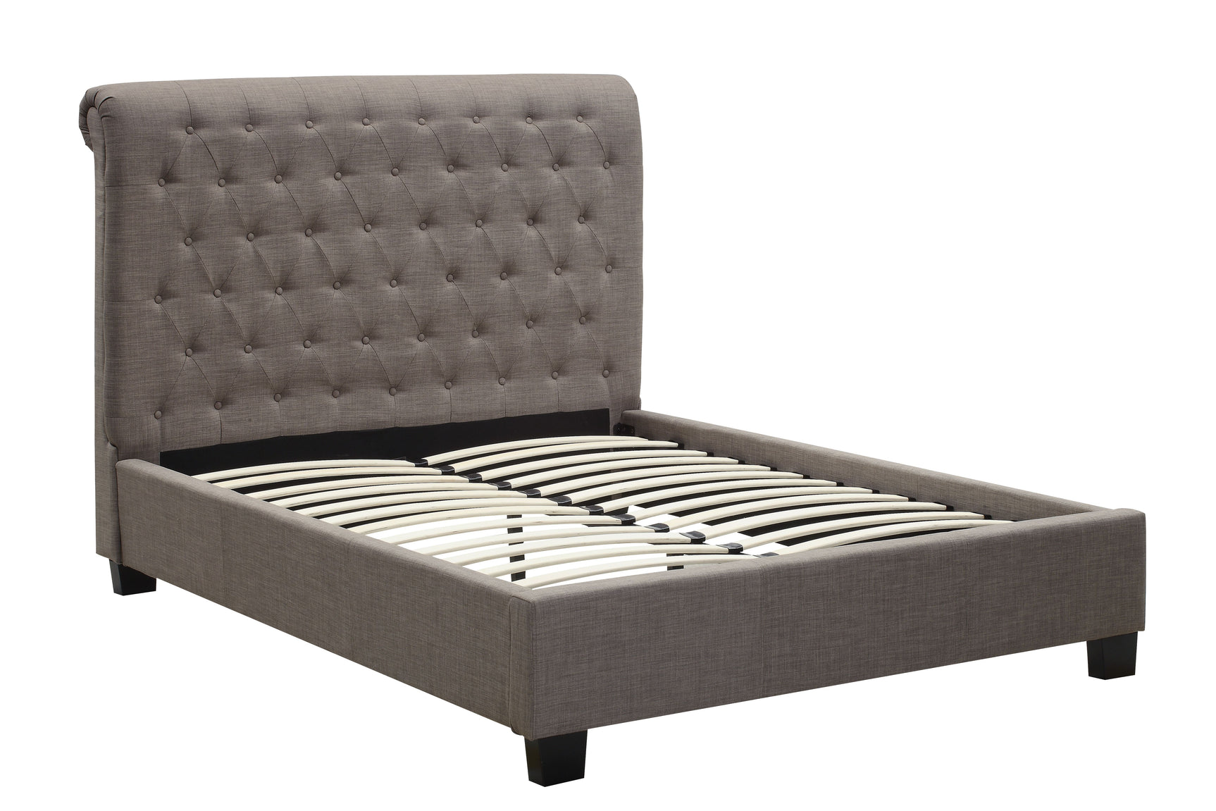 Royal Tufted Queen Platform Bed in Dolphin Linen - Ornate Home