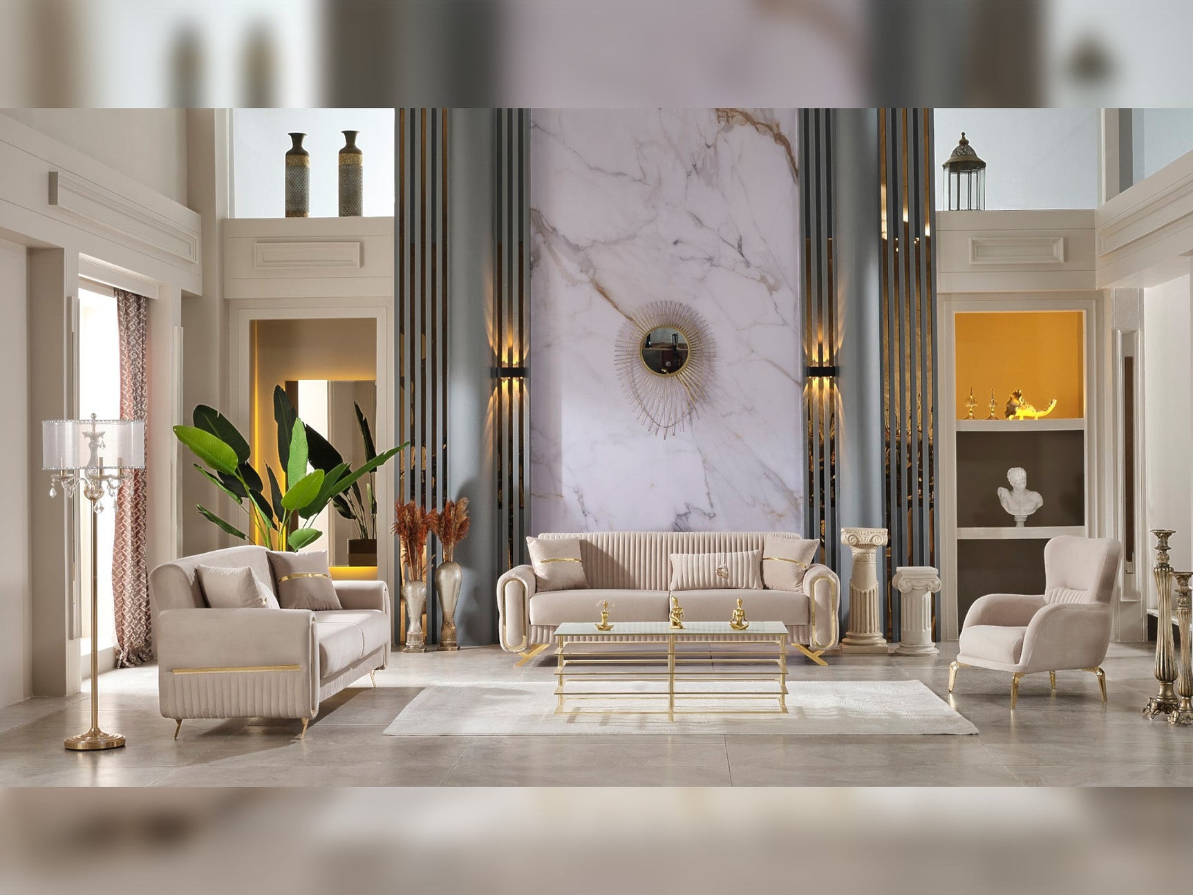 Royal Beige 3-pieces (Sofa & Loveseat & Chair) Living Room Set