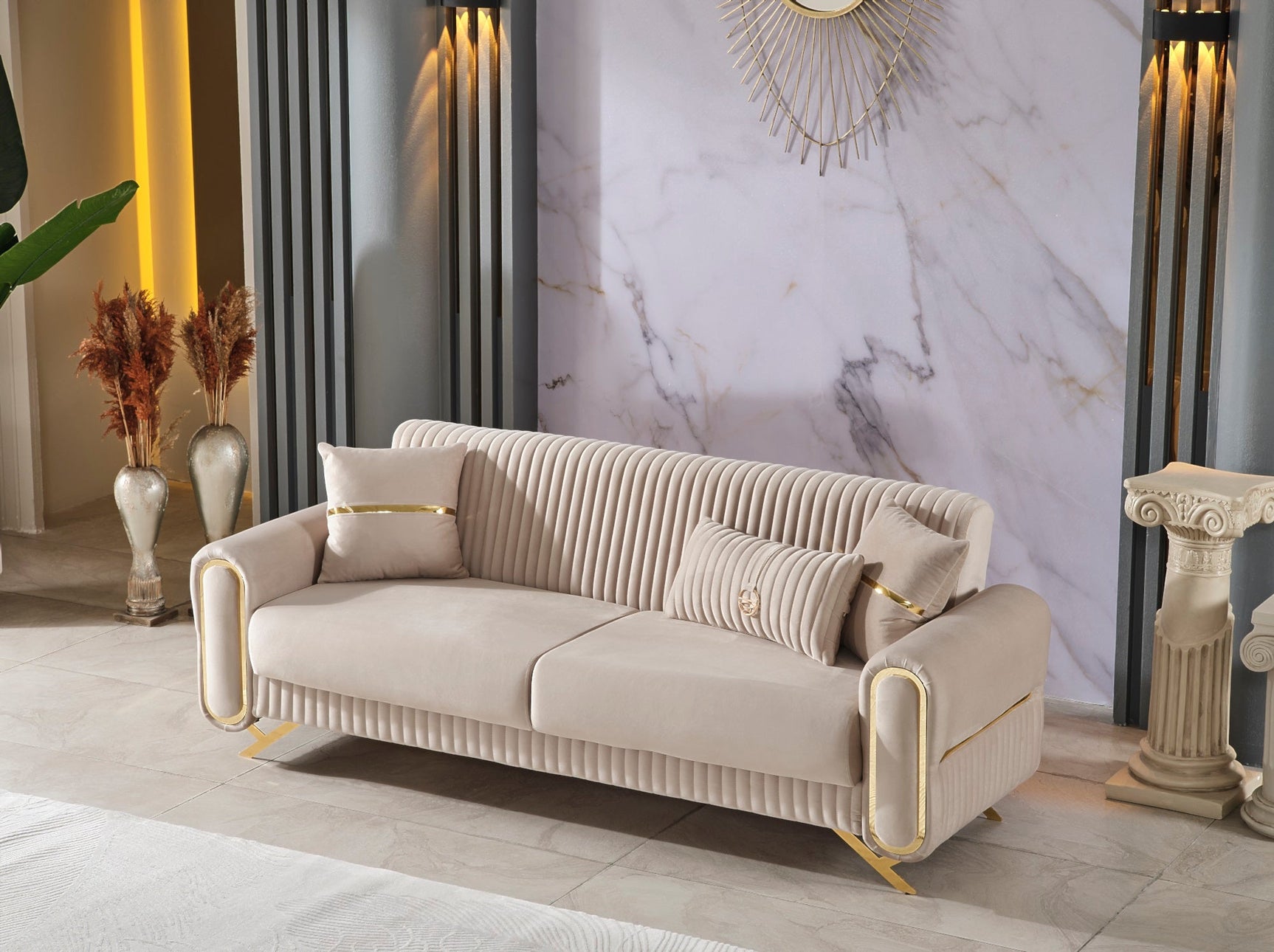 Royal Beige 3-pieces (Sofa & Loveseat & Chair) Living Room Set