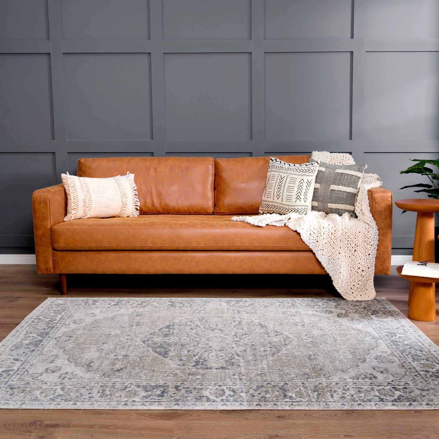 Rudo Blue Washable Area Rug - Ornate Home