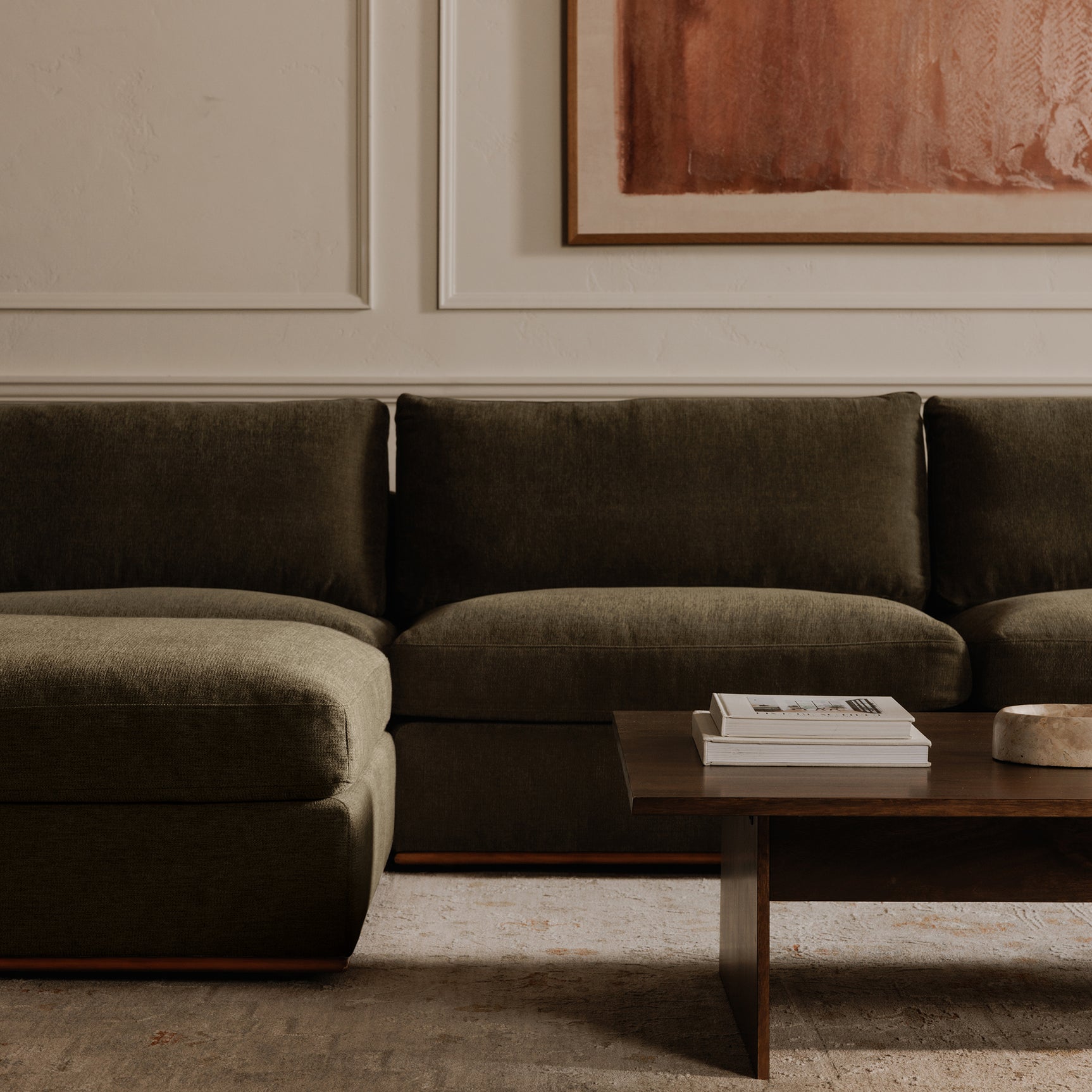 Rue Dark Green Classic L Modular Sectional - Ornate Home