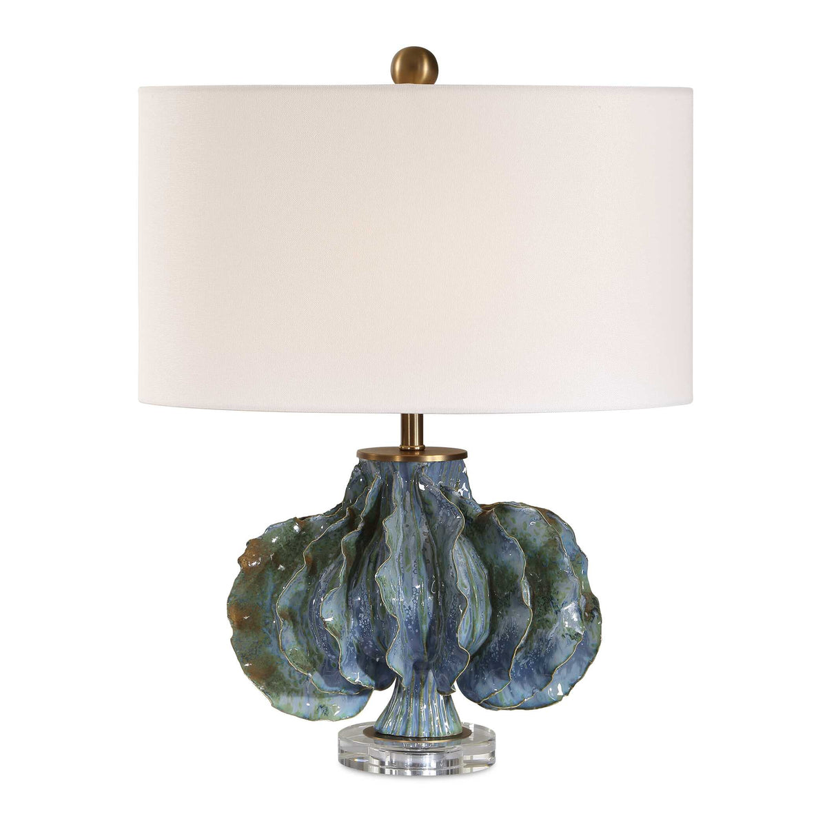 Ruffle Up Blue/Green Table Lamp - Ornate Home