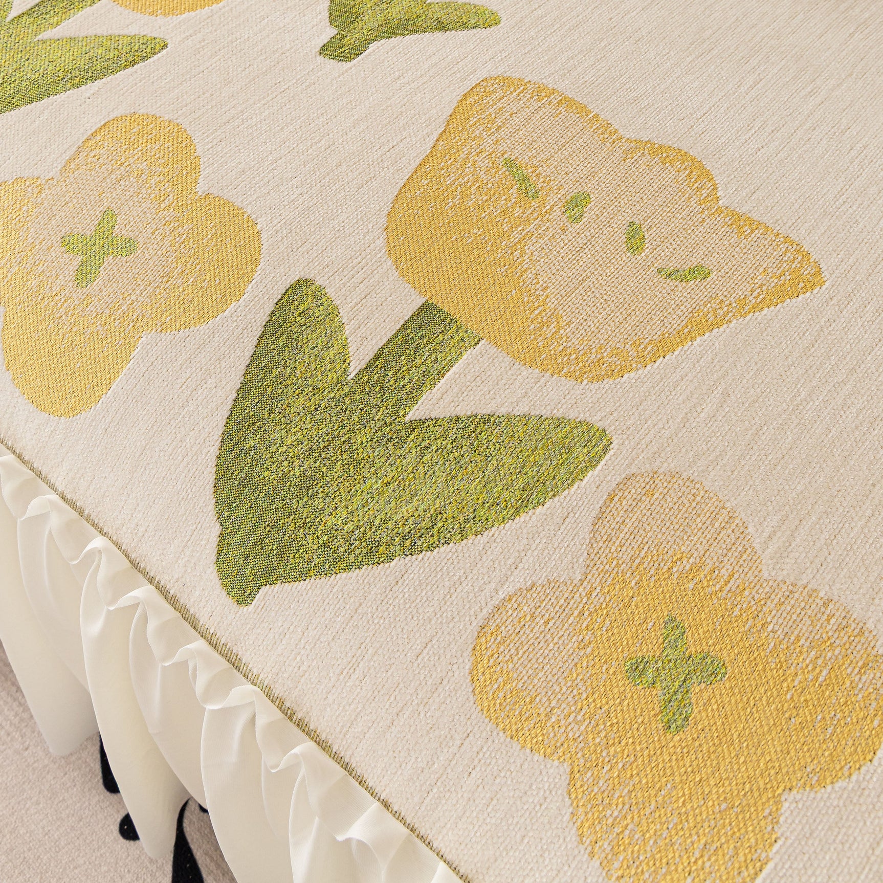 Ruffled Sweet Floral Sofa Cover with Skirt, Soft and Decorative Couch Throw Cover - Ornate Home