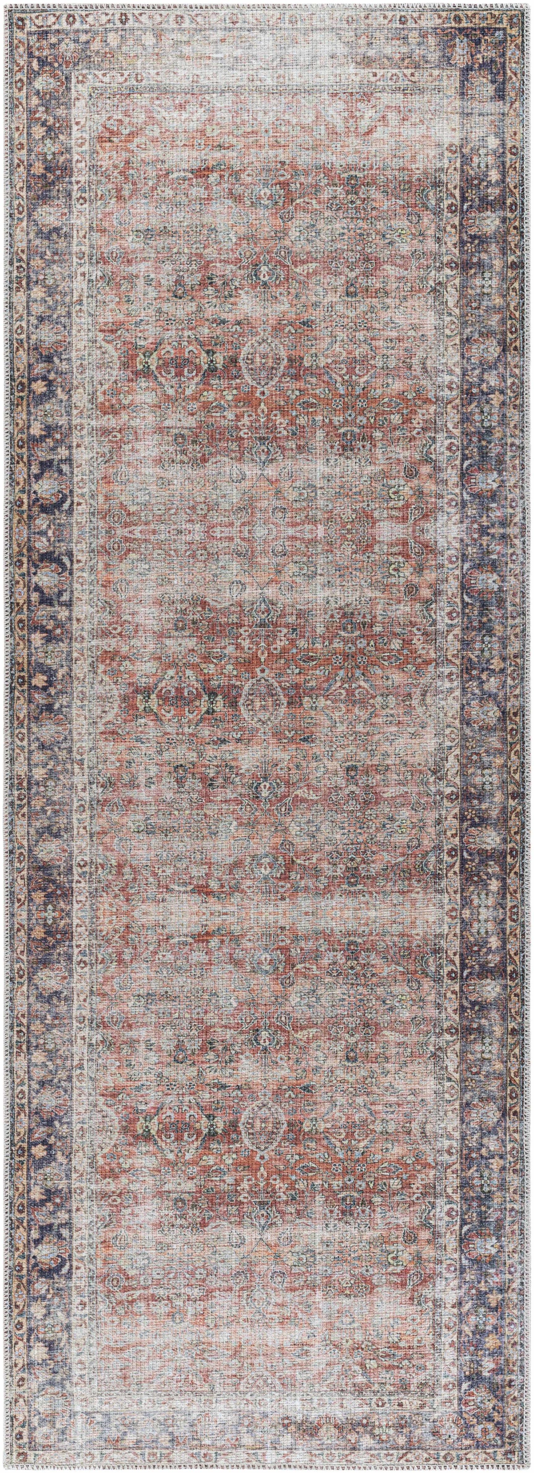Rust Anahawan Distressed Washable Area Rug - Clearance - Ornate Home