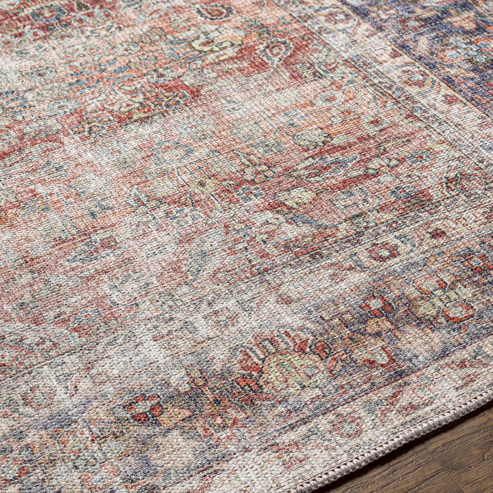 Rust Anahawan Distressed Washable Area Rug - Clearance - Ornate Home