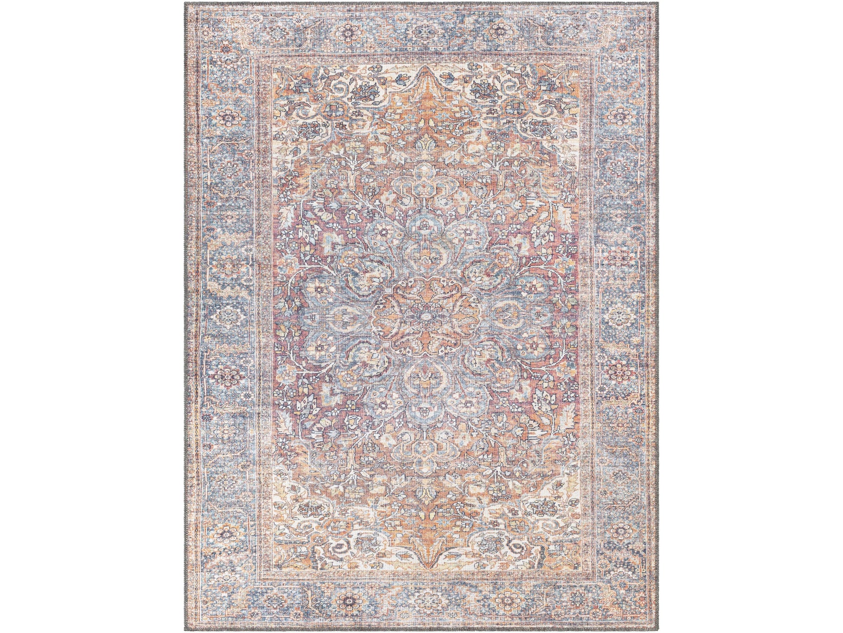 Rust Gardnertown Medallion Washable Area Rug - Clearance - Ornate Home